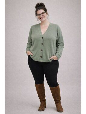 Zenana Womens Plus Size Sage Green Button-Up Cardigan 3X Soft Knit Long Sleeve C